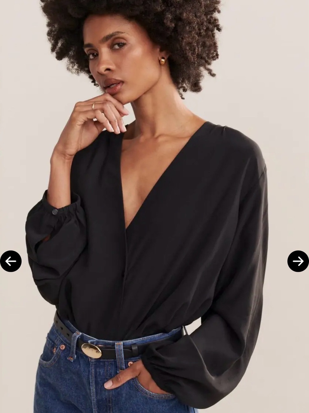 Jenni Kayne Black silk V-Neck Wrap-Style Blouse